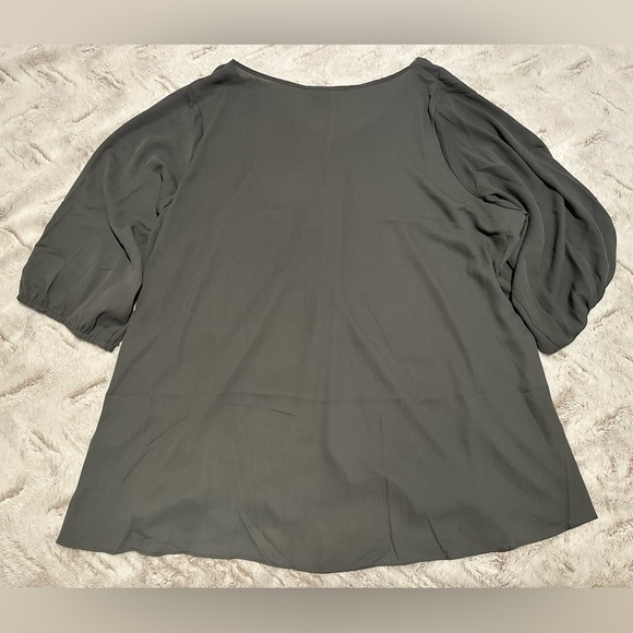 City Chic Grey Zipper V Neck Blouse - Picture 9 of 10
